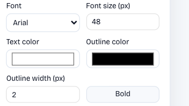 Actual font, text color and outline controls in this editor