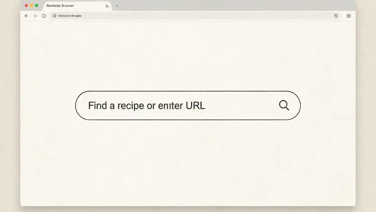 Browser window with a search field reading Find a recipe or enter URL