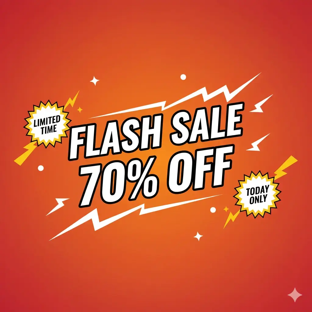Same Flash Sale graphic showing 70% OFF