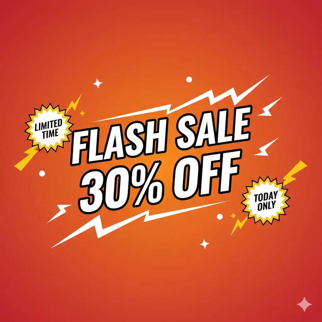Flash Sale graphic showing 30% OFF